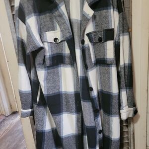 Plaid Women's Jacket - Black and White